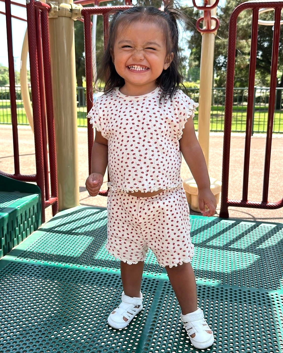 Pointelle Strawberry Short Set