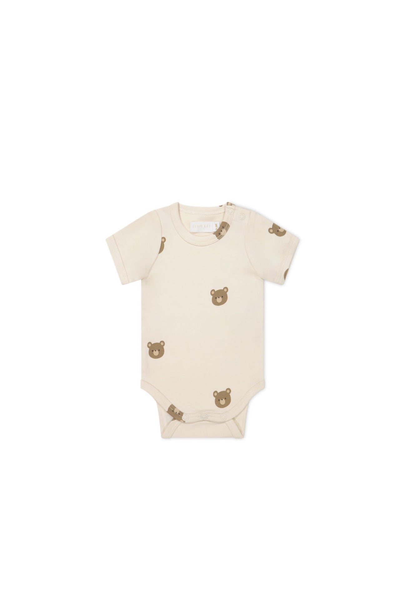 Organic Cotton Hudson Short Sleeve Bodysuit - Bobbie Bear Tofu in 1YR