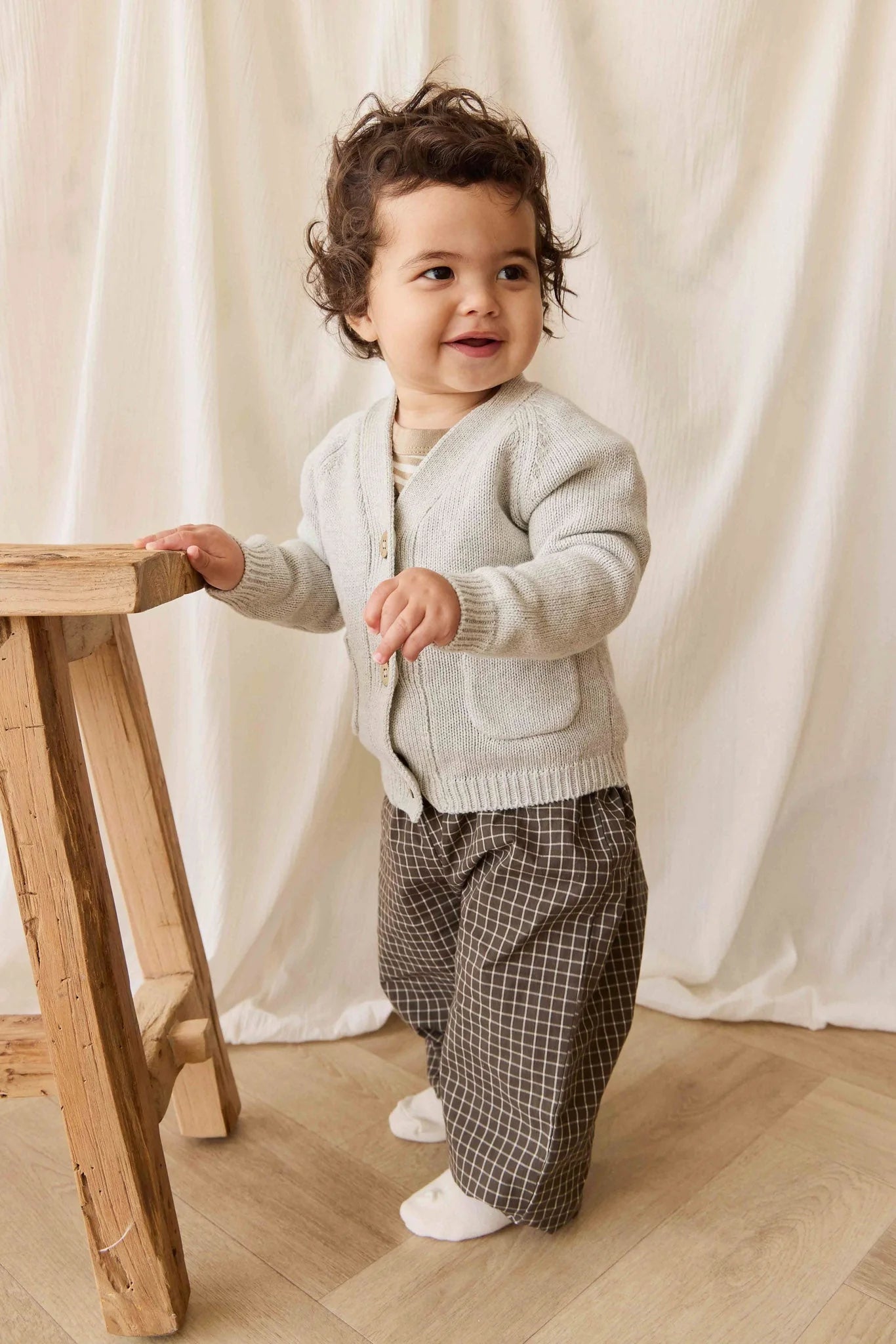 Organic Cotton Kingston Pant - Coffee Grid