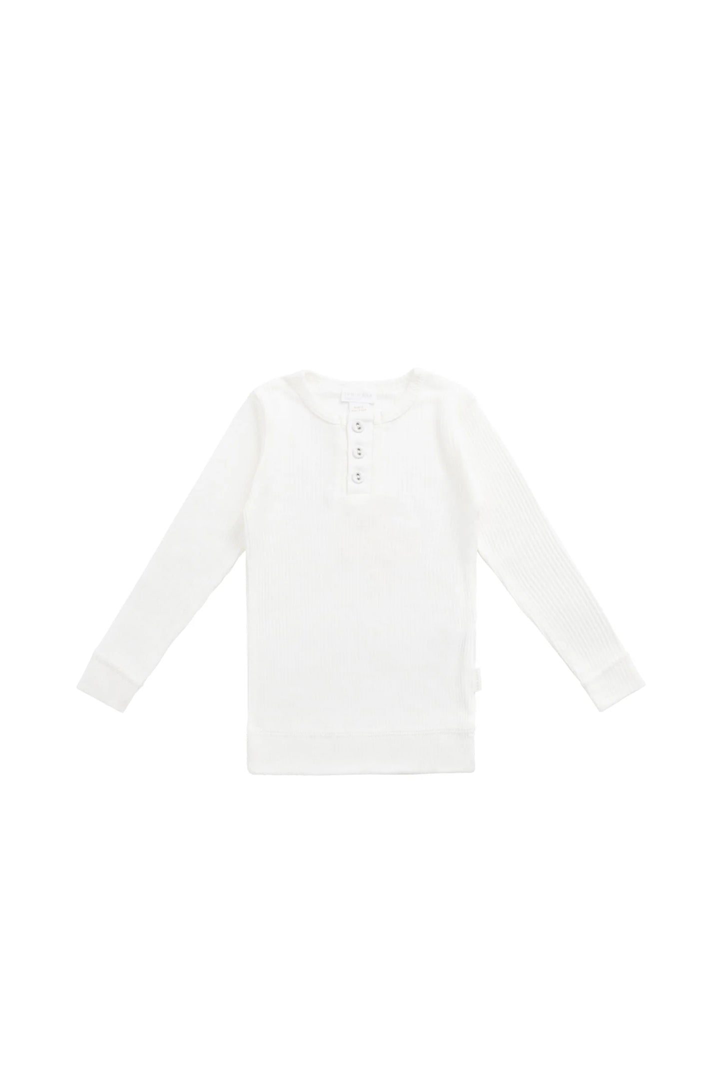 Organic Cotton Modal Long Sleeve Henley - Milk