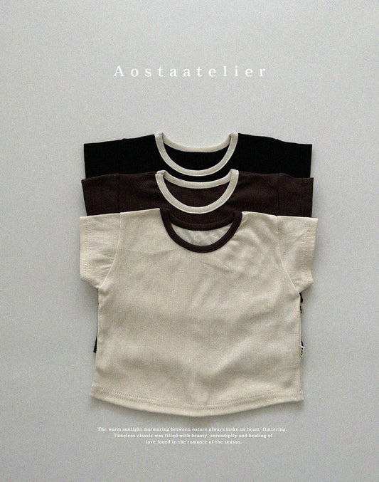 Brown Ribbed Tee | 1-2Y