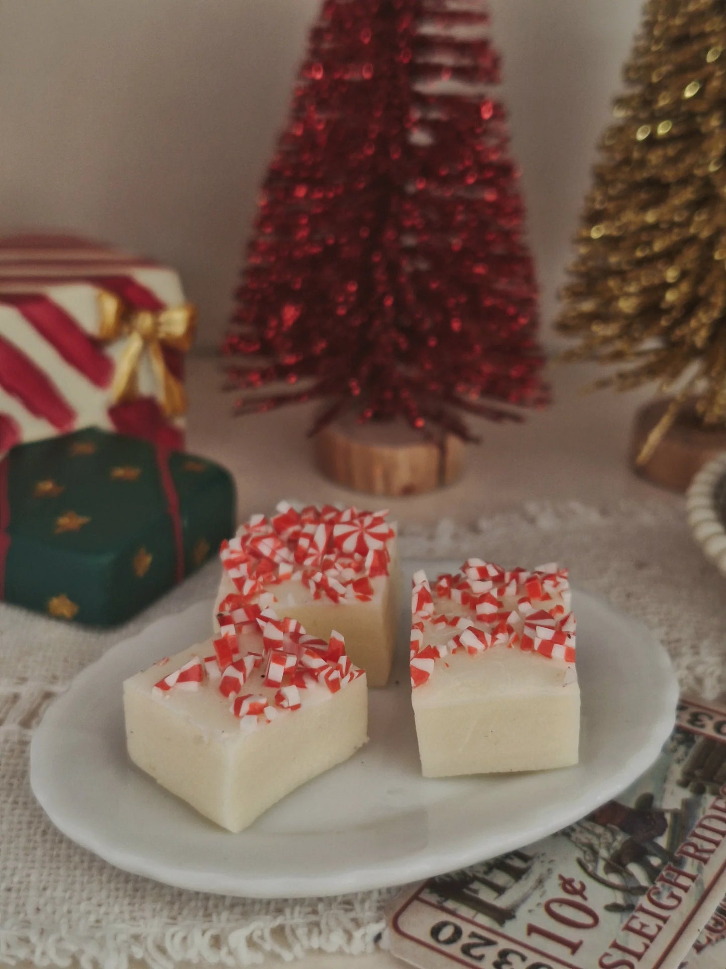 Miniature Peppermint Fudge | Three Pieces