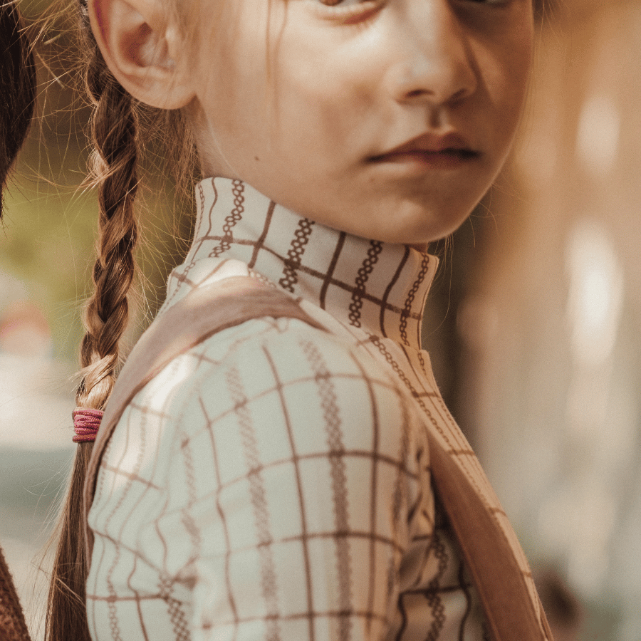 The Printed Turtleneck - Mauve Check