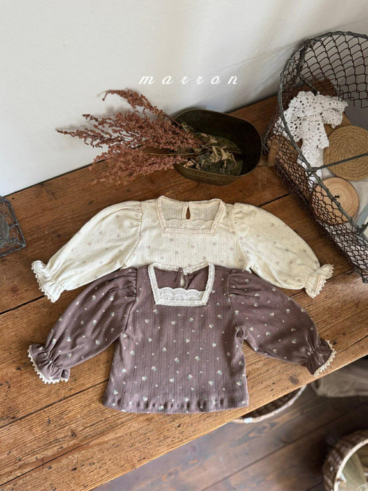 Floral Long Sleeve Blouse in Brown