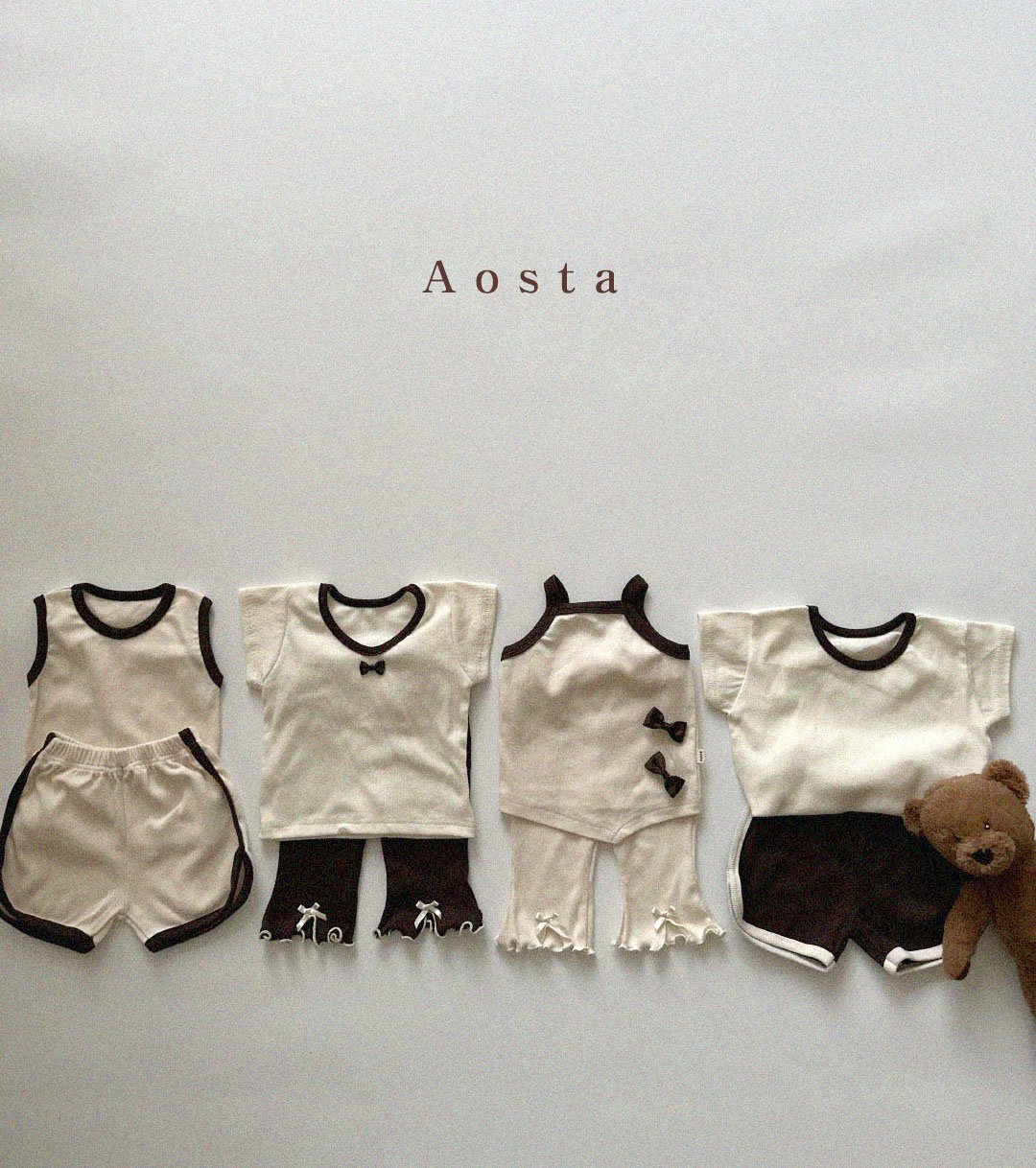 Brown Ribbed Tee | 1-2Y