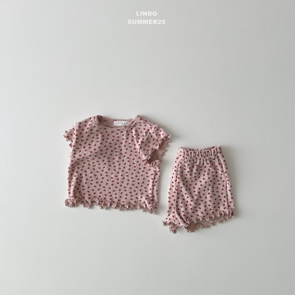 Pointelle Strawberry Short Set