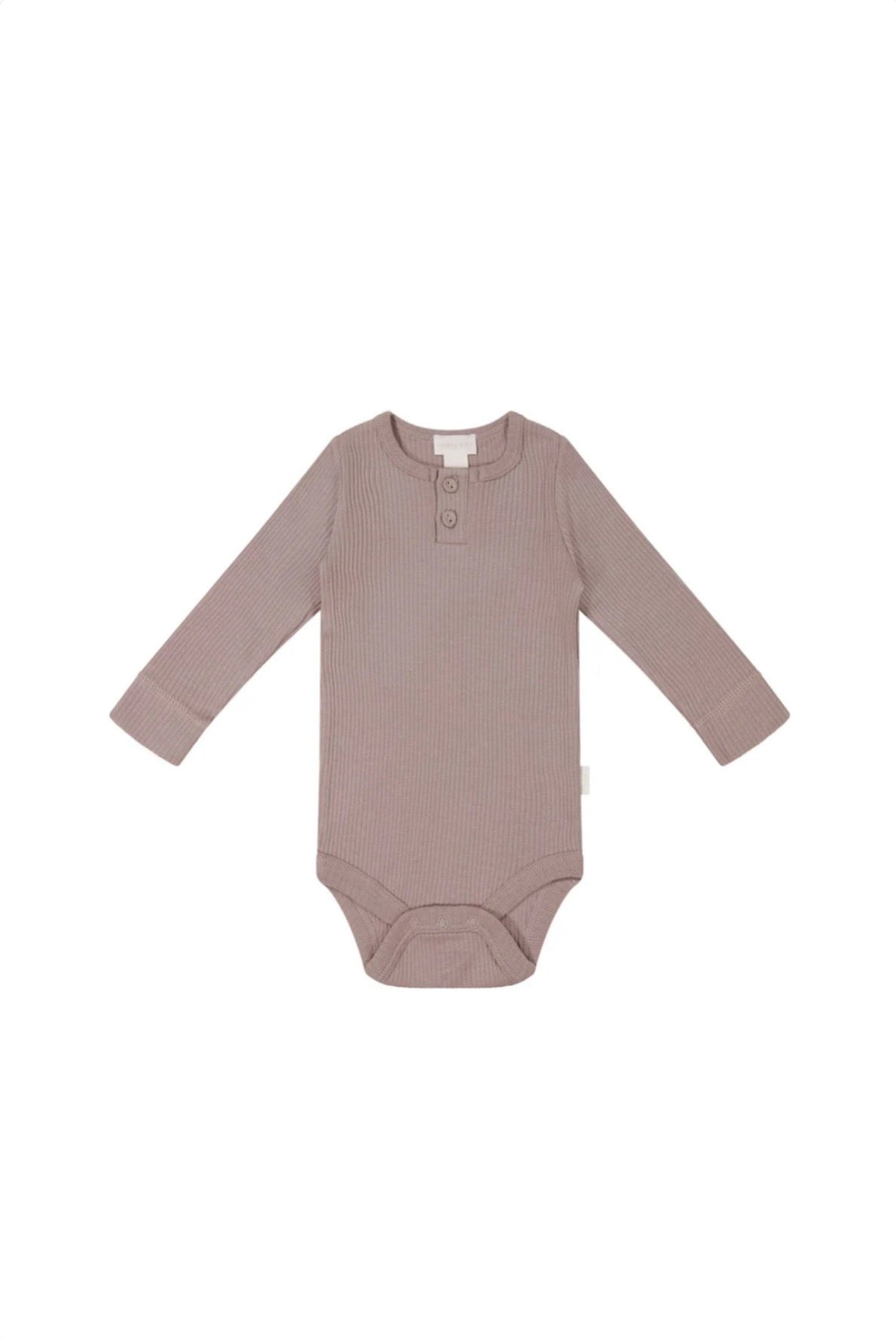 Organic Cotton Modal Long Sleeve Bodysuit - Mauve Shadow | 2YR
