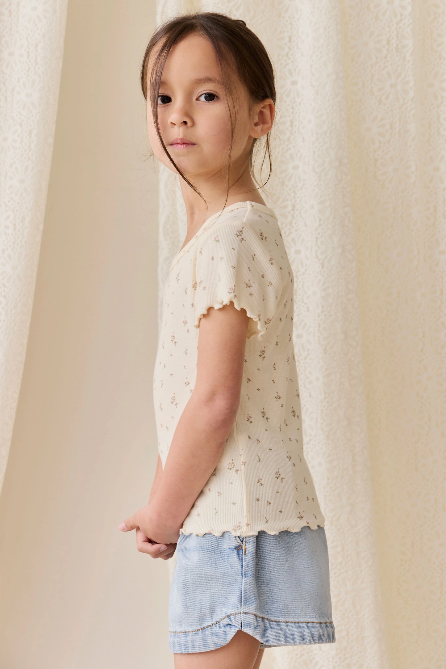 Organic Cotton Fine Rib Ines Top - Dina Antique
