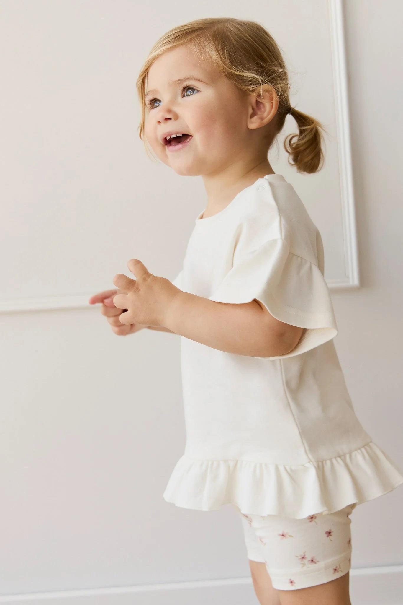 Organic Cotton Everyday Bike Short - Simple Flowers Egret