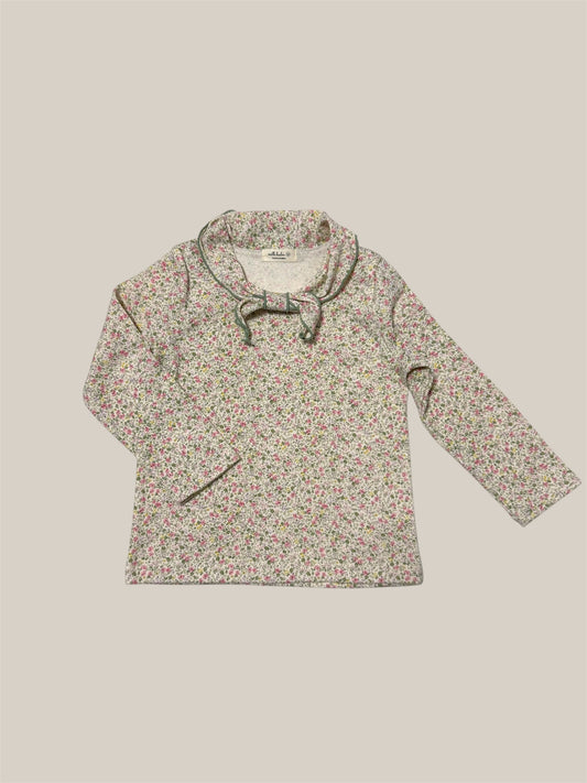 Green Floral Ribbed Long Sleeve