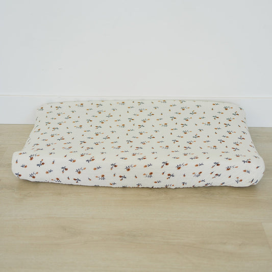 Cream Floral Muslin Changing Pad Cover
