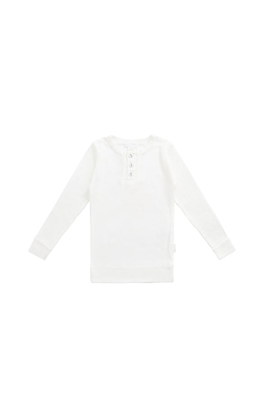 Organic Cotton Modal Long Sleeve Henley - Milk