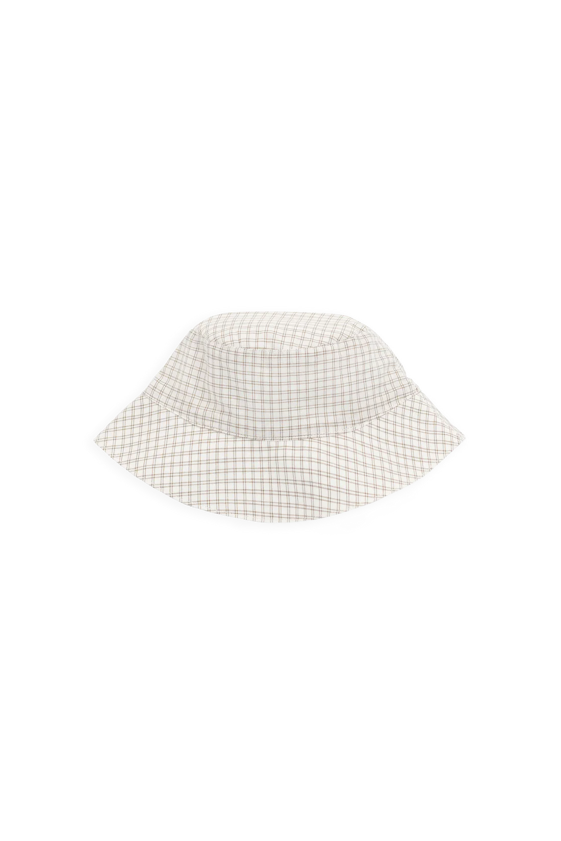 Organic Cotton Woven Bucket Hat - Double Windowpane Check Pecan