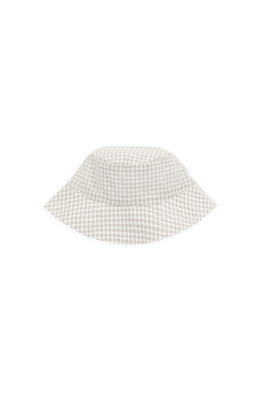 Organic Cotton Woven Bucket Hat - Double Windowpane Check Pecan