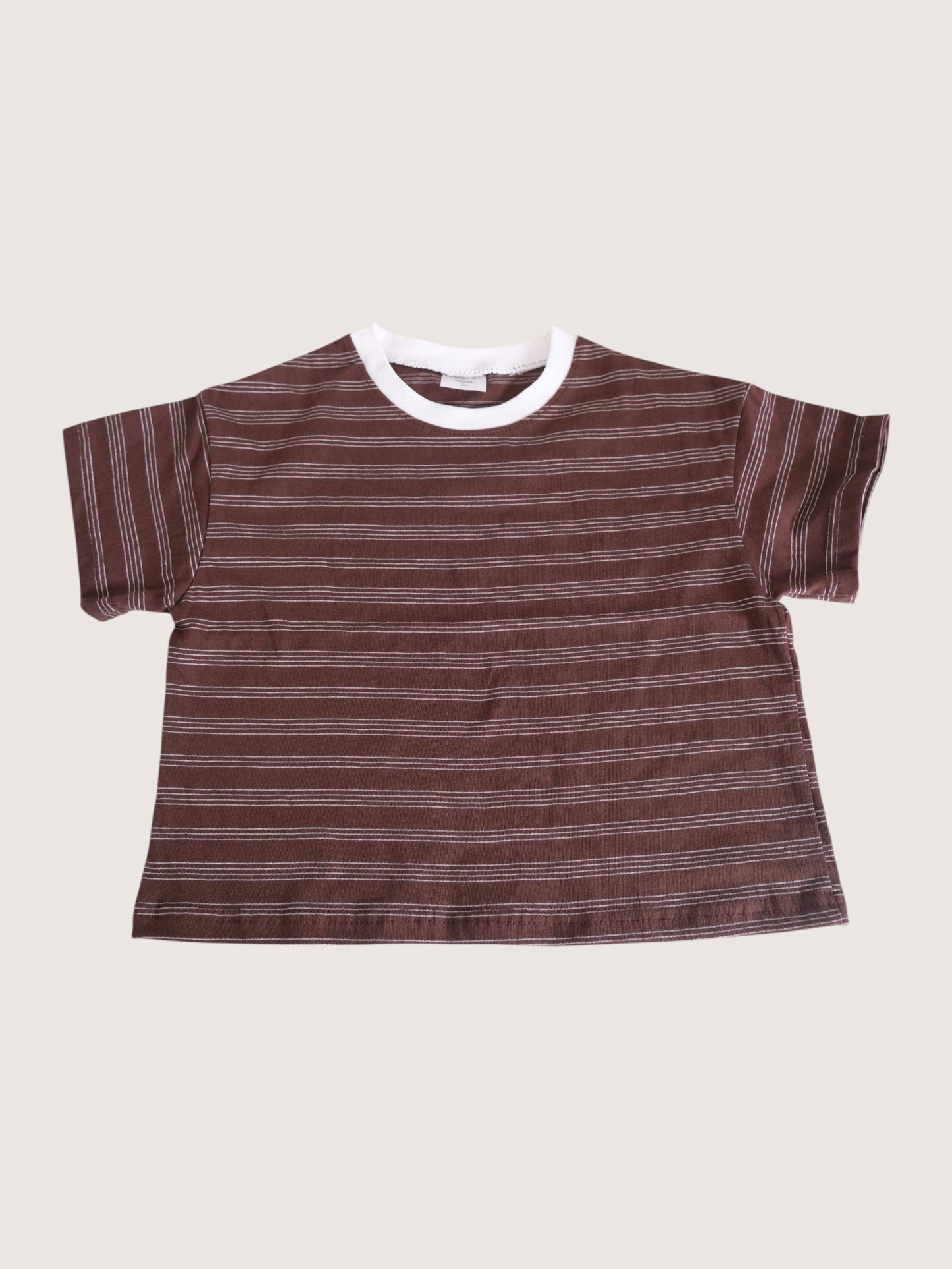 Brown Striped Oversized Tee