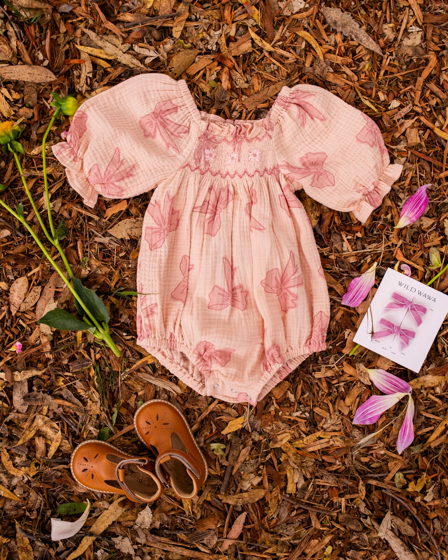 Ivy Romper | Vintage Bows Dusty Pink