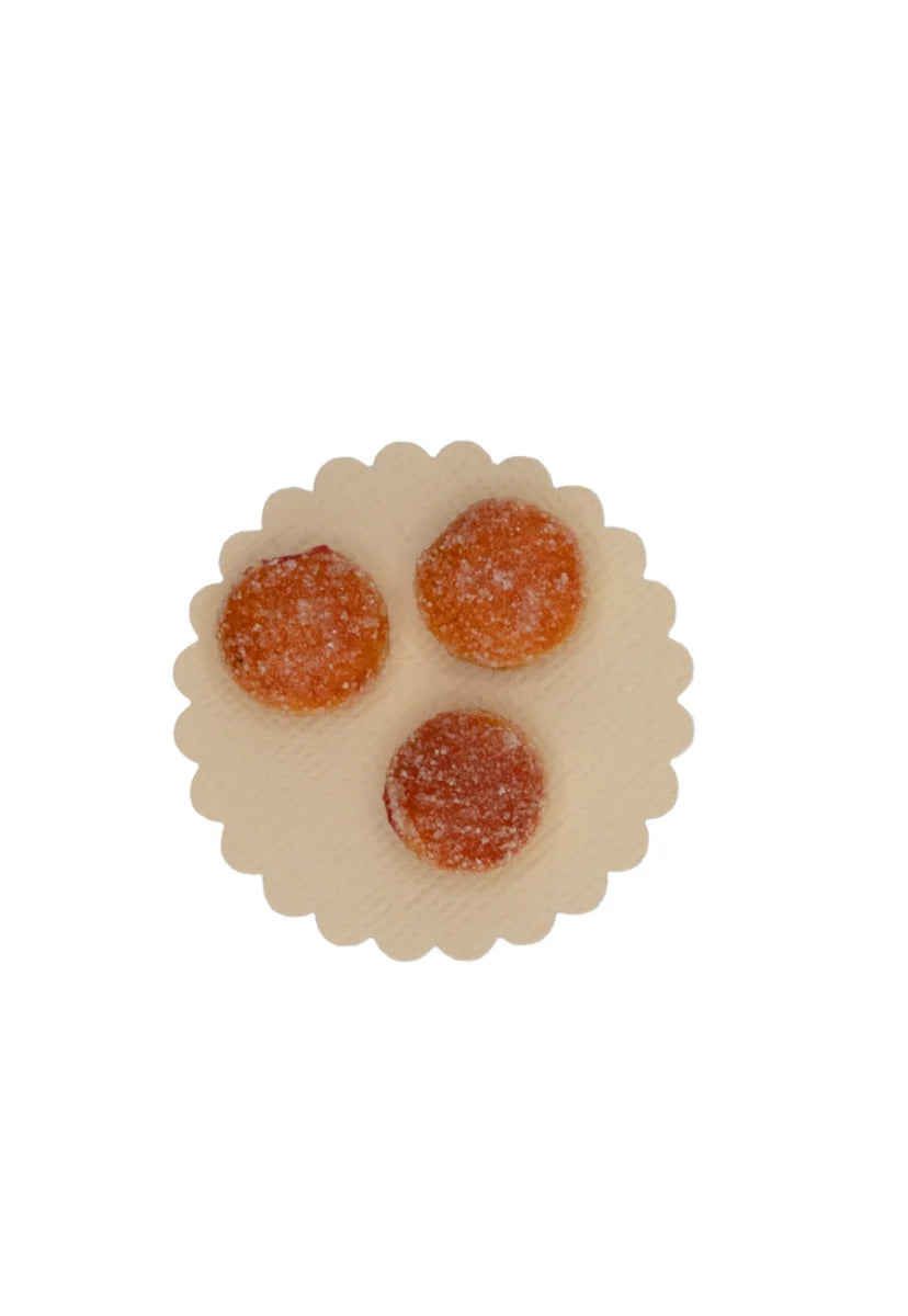 Miniature Jam Donuts on a Paper Doily | Three Pieces