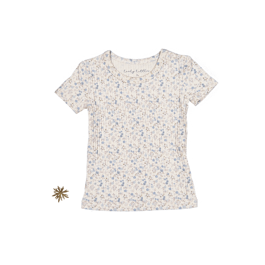 The Printed Short Sleeve Tee - Dusty Blue Floral