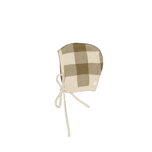 The Gingham Knit Bonnet - Golden