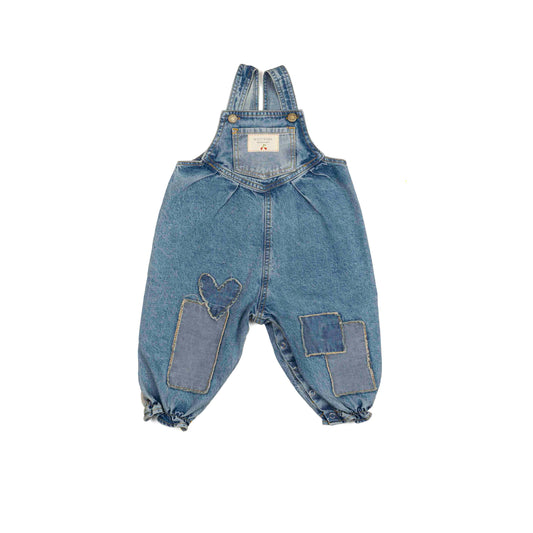 Patchwork Heart Overalls | Denim